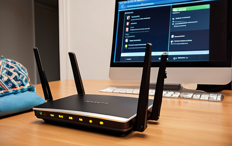 Router Troubleshoot**
Prompt: A frustrated person restarting a wireless router in a home setting, with a smartphone and laptop nearby. Focus on the commonness of network issues.
**
