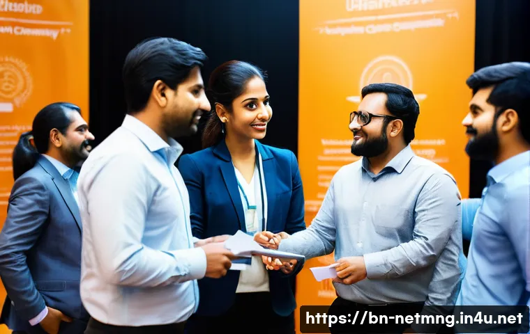 네트워크 관리자 협회 및 커뮤니티 소개 - A professional networking event scene showing diverse Bengali network administrators and IT speciali...
